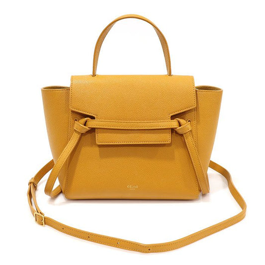 CELINE 189003ZVA.11CL イエロー グレイン カーフスキン ナノ ベルトバッグ 2WAY 117767014