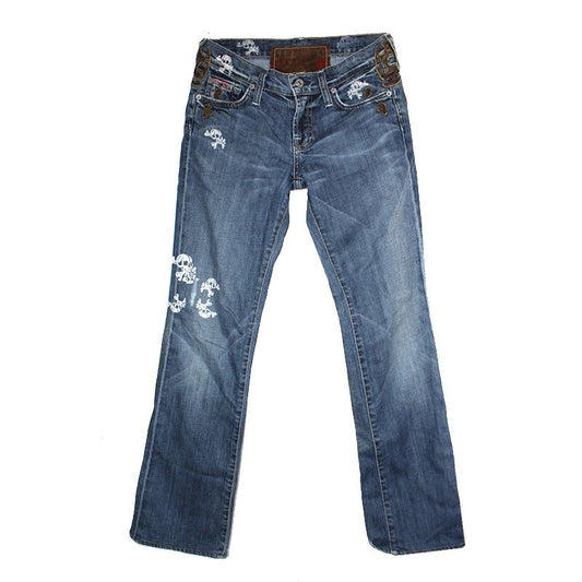 SEVEN JEANS セブンジン レザー アップリケ スカル デニム パンツ 55, 66 117849941