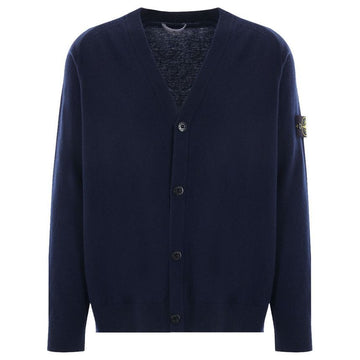 STONE ISLAND Stone 24FW Wappen Patch V-Ausschnitt Cardigan Navy 8115523B4 V0020 117911237