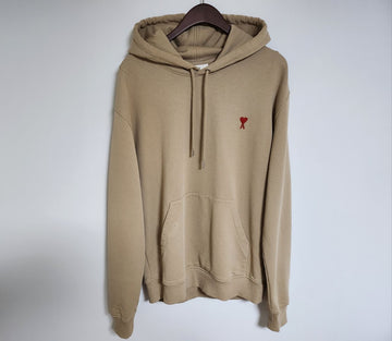 AMI XL Beige Small Heart Embroidery Hoodie A21HJ008 730 118025700