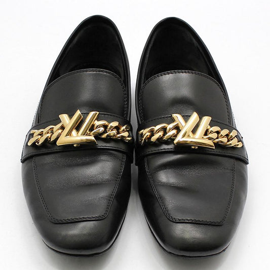 Louis Vuitton Black Upper Case Gold LV Flat Loafer 37 118043758
