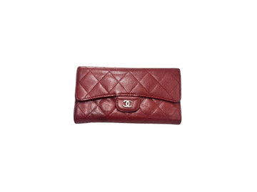 CHANEL Caviar Klappbörse mit Silberbeschlag Bordeaux 18 118165762