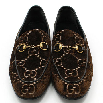 GUCCI ブラウン GG ベルベット ゴールドホースビット ジョーダン ローファー 37 118449727