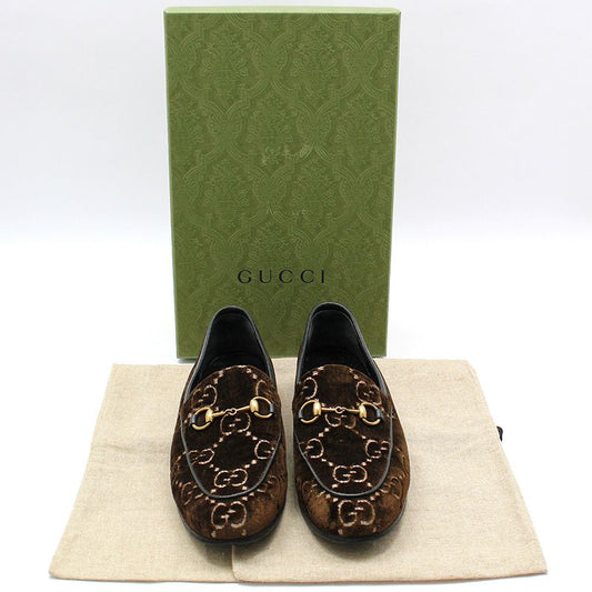 Gucci Brown GG Velvet Gold Horsebit Jordan Loafers 37 118449727