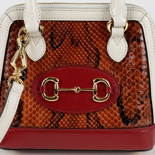 GUCCI 640716 ホースビット 1955 ミニ パイソン トップハンドル トート ショルダーバッグ 117830039