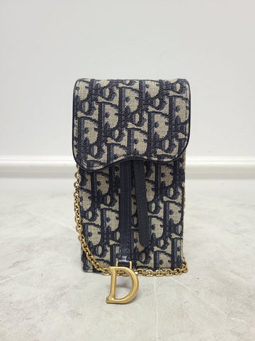 DIOR Oblique Saddle Vertical Pouch Chain Crossbody Bag 118462415
