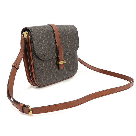 SAINT LAURENT ブラウン モノグラム キャンバス ブラウン レザー ゴールド サッチェル ショルダーバッグ 568604 118552245
