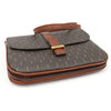SAINT LAURENT Braune Monogramm Canvas Braune Leder Goldfarbene Satchel Schultertasche 568604 118552245 [P]
