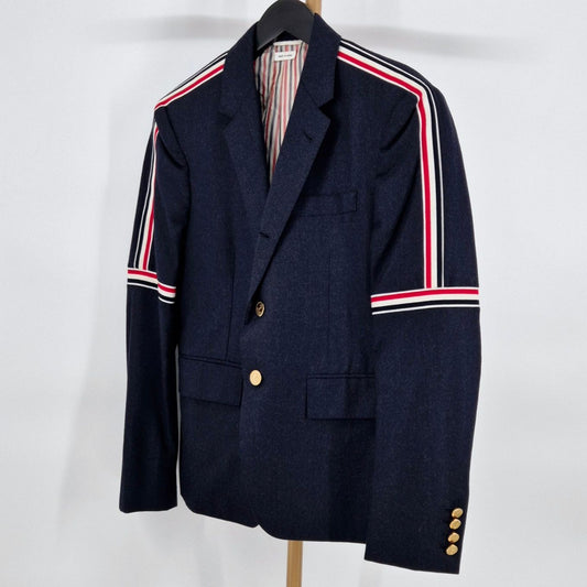 THOM BROWNE スリーストライプ アームバンド ウール ブレザー ジャケット ネイビー 118613616