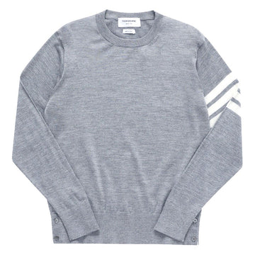 Thom Browne Fine Merino Wool 4-Bar Crewneck Pullover Light Grey stamp: MKA002A 00014 058 118663389