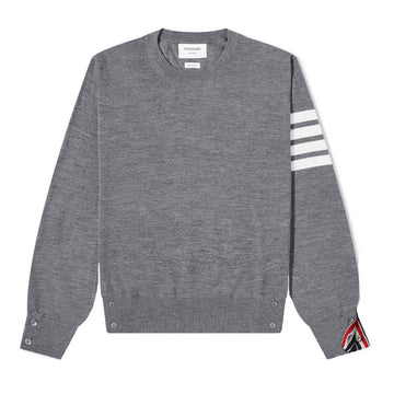 Thom Browne Fine Merino Wool 4-Bar Crewneck Pullover Medium Grey stamp: MKA002A 00014 038 118666646