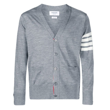 THOM BROWNE メリーノウールVネック4バーカーディガン ライトグレー 058 118702774