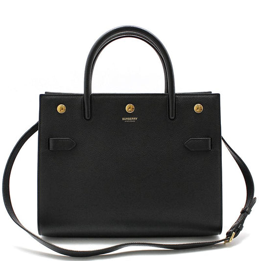 Burberry Black Leather Title Small Top Handle Shoulder Bag 80246871 118777317