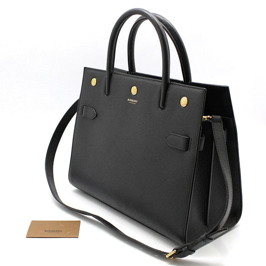 Burberry Black Leather Title Small Top Handle Shoulder Bag 80246871 118777317