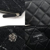CHANEL Schwarze Tweed-Lammleder Silberleder Large Clutch (22er-Serie) 118930384 [P]