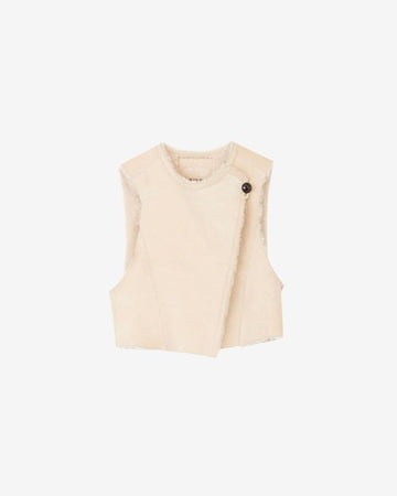 ISABEL MARANT Repariertes Produkt Damen Pelz Weste Lederweste Ivory 34 27442964