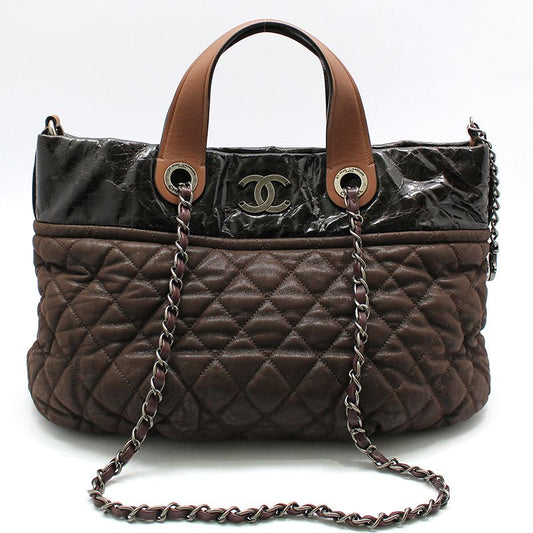 CHANEL Vintage Brown Indermix Tote Small Bowling Bag Shoulder Bag 118969074