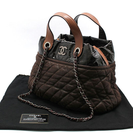 CHANEL Vintage Brown Indermix Tote Small Bowling Bag Shoulder Bag 118969074