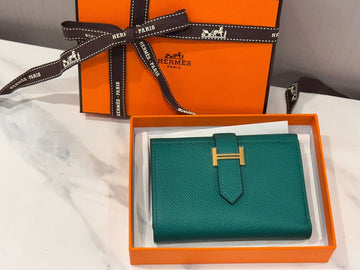 HERMES ベアン 二つ折り財布 グリーン ゴールド 119060330