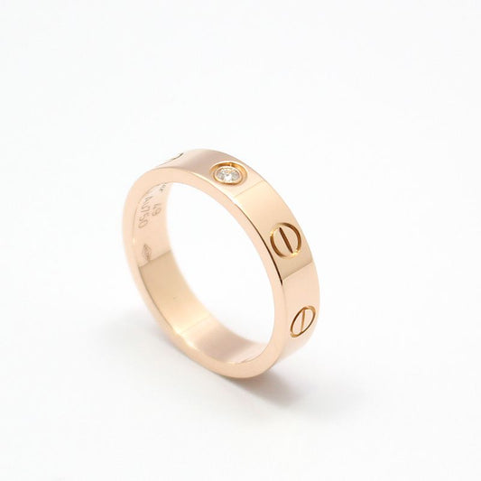 Cartier 18K Rose Pink Gold 1P Diamond Mini Love Ring Size 49 B40507 119081323