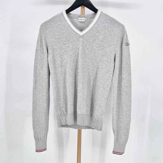 Moncler V-Neck Long Sleeve Knit Gray 119385828