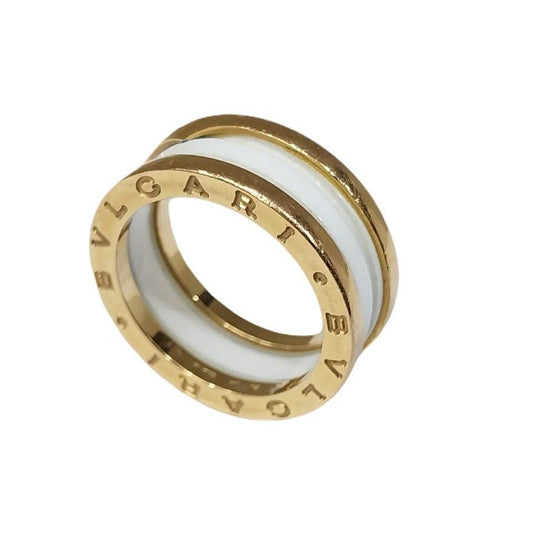 BVLGARI 18K Rose Gold White Ceramic B-ZERO1 Bzero1 2 Rings 54 119462160