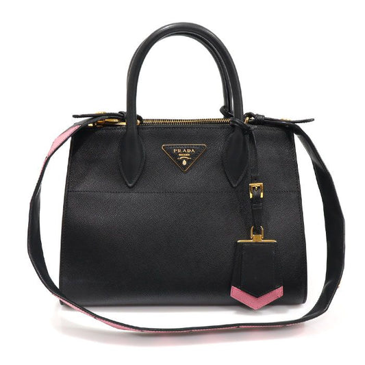 PRADA 1BA103 ブラック サフィアーノ シティ カーフスキン ゴールド パラダイム 2WAY 119573605