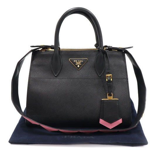 PRADA 1BA103 ブラック サフィアーノ シティ カーフスキン ゴールド パラダイム 2WAY 119573605