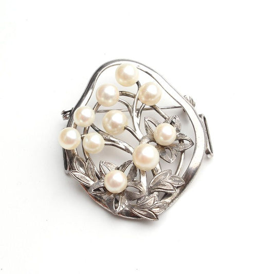 Other Brand Silver Ivory Pearl Brooch and Silver Black Pearl Brooch Set 119864860