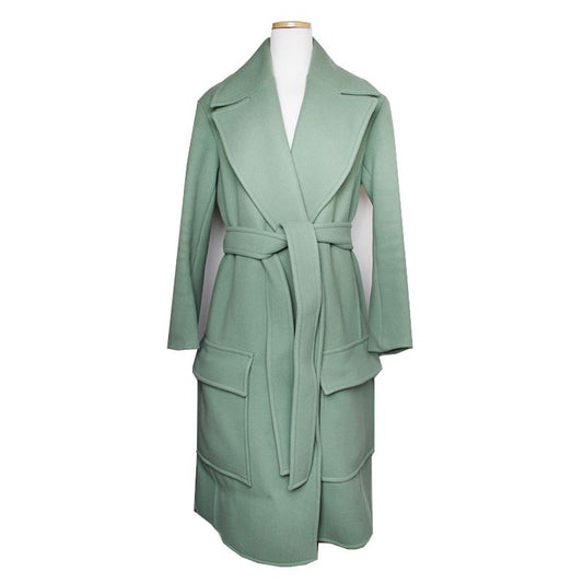 CELINE ミントグリーン ウールブレンド ベルト付き コート 66 119872486
