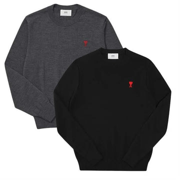 AMI チェーンステッチ ハート ロゴ メリノウール ニット 25FW 102128139