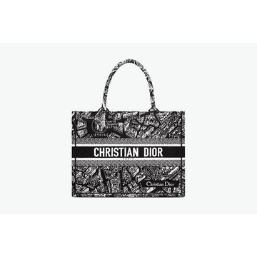 DIOR Book Tote Medium Black und White Stickerei M1296ZOMP_M46I 68178470