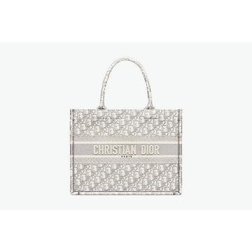 Dior Book Tote Medium Ecru and Gray Embroidery M1296ZRIW_M20I 68178456