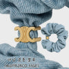 CELINE Scrunchie aus Seide/Denim mit goldfarbener Metallfinish 83734387 [P]