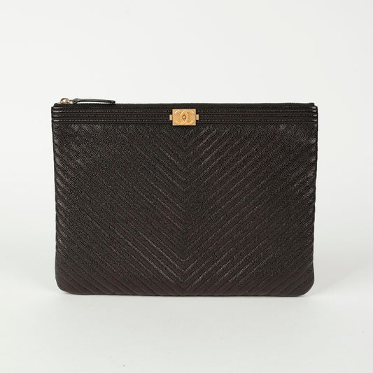 CHANEL A84406 Chevron Boy New Medium Clutch 119271954