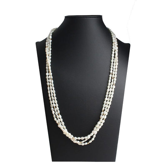 Other Brand Triple Layer Rice Grain Pearl Necklace and Bracelet Set 119960384