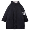 THOM BROWNE ネイビー ポリエステル ツイル ダウンフィル フード フットボール 4バー パーカ MOD064X07259-415 77310290 [P]