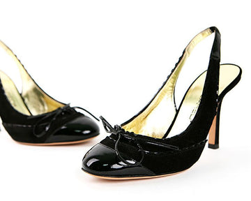 Dsquared2 G003 V016 20 Ribbon Slingback Black Patent Sandals 120161437