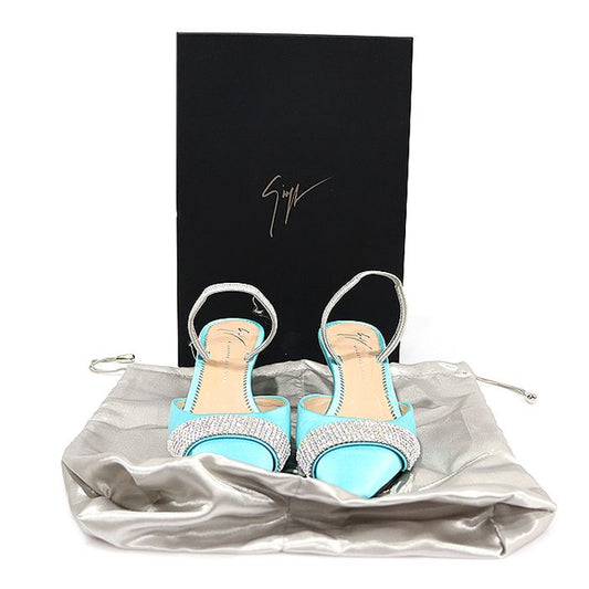 Giuseppe Zanotti Emerald Satin Crystal Slingback Women's Sandals 35.5 120244346