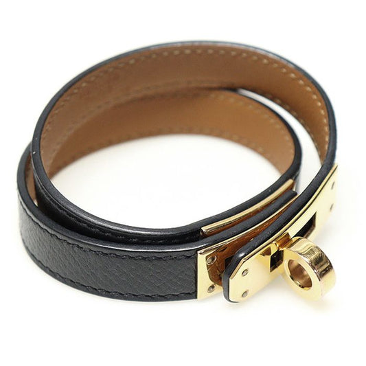 Hermes Black Epsom Gold-Tone Kelly Double Tour S Bracelet (stamp) 120244418