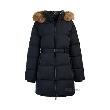 BURBERRY W24 WW TRI C1307 FW24 レディース ベルト付き ファー パディング ジャケット 120248689