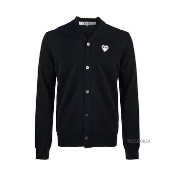 COMME DES GARCONS AX N062 051 1 ブラック FW24 ユニセックス ダブル ハート ワッペン カーディガン 120248858