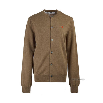 Comme Des Garcons AX N079 051 3 BROWN FW24 Unisex Heart Patch Cardigan 120248871