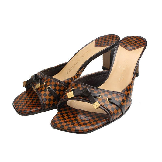 LOUIS VUITTON ダミエリボン装飾ミュールスリッパ 37 120250753
