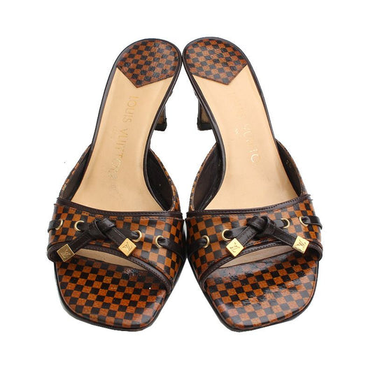 LOUIS VUITTON ダミエリボン装飾ミュールスリッパ 37 120250753
