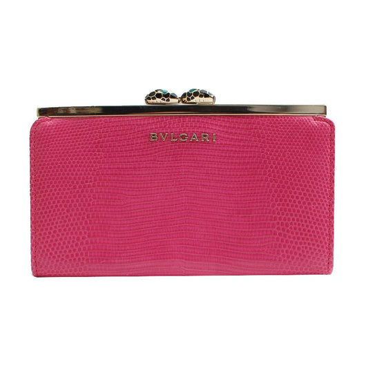 BVLGARI Serpenti Pink Lizard Pattern Wallet 12345 120313434