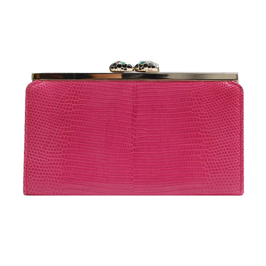 BVLGARI Serpenti Pink Lizard Pattern Wallet 12345 120313434