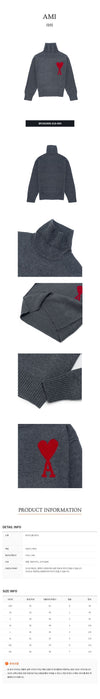 AMI Großer Herz Woll-Turtleneck-Pullover 65321664 [P]
