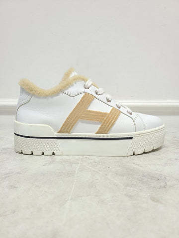 Hermes White H Logo Abangtaž Shearling Sneakers 36.5 120406201