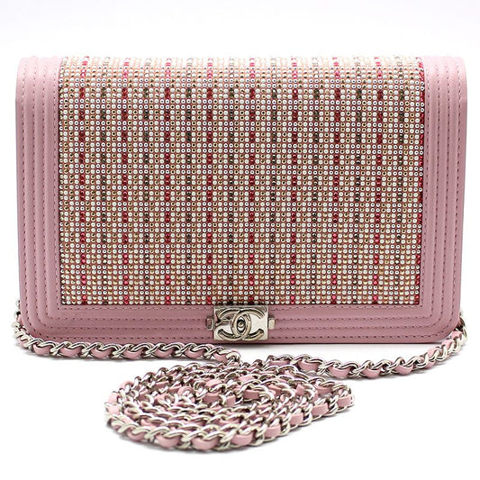 CHANEL A80287 Cruise Line Crystal Silver Boy WOC Crossbody Bag 120419296
